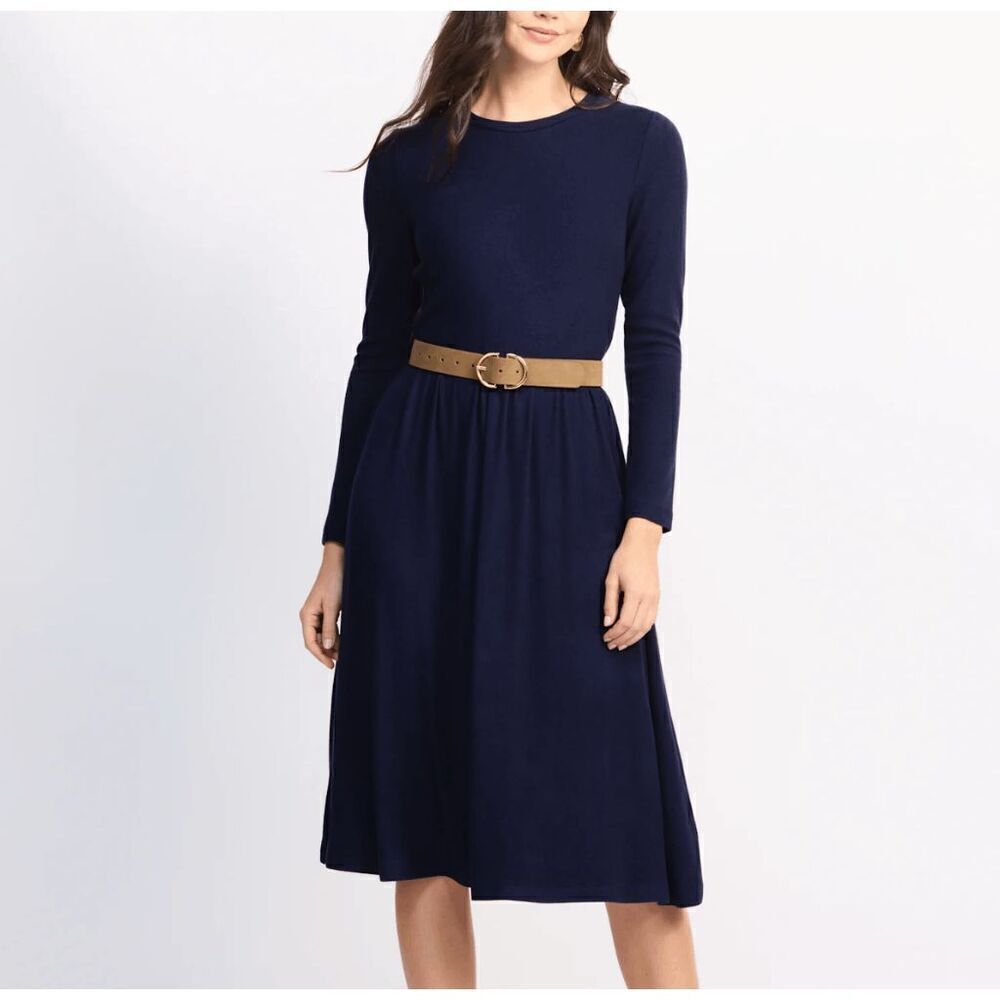 Mason & Belle Navy Betty Cozy Long Sleeve Midi Dress XXL